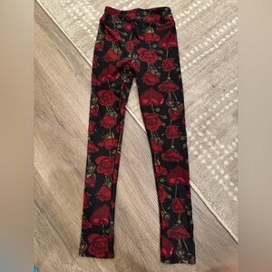 LuLaRoe Kids Leggings with Red Rose Pattern